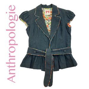 Anthropologie Bow & Arrow Peplum Cap Sleeve Jacket Vest LARGE